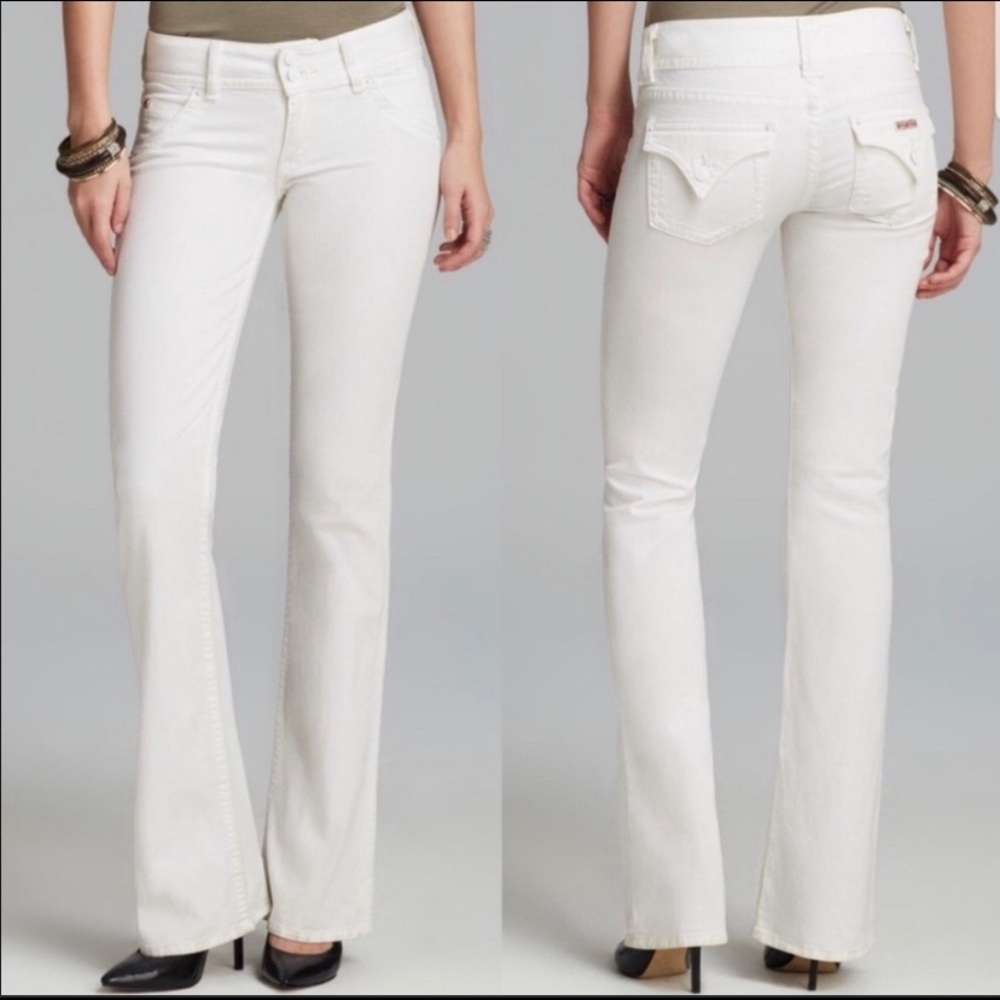Hudson white bootcut jeans size 27 flap pockets